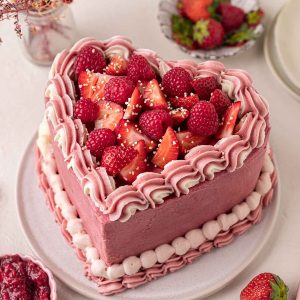 Heart Shaped Strawberry Cake