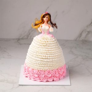 White Gown Barbie Doll Cake
