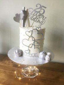 3 Tier Silver Jublie Anniversary Cake