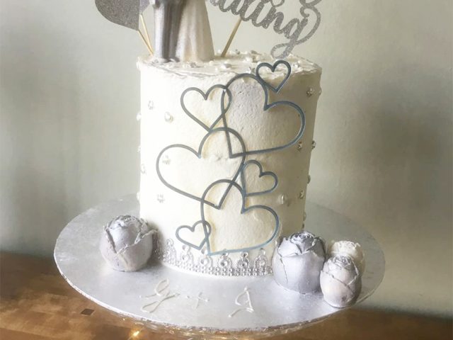 White Themed Anniversary Cake