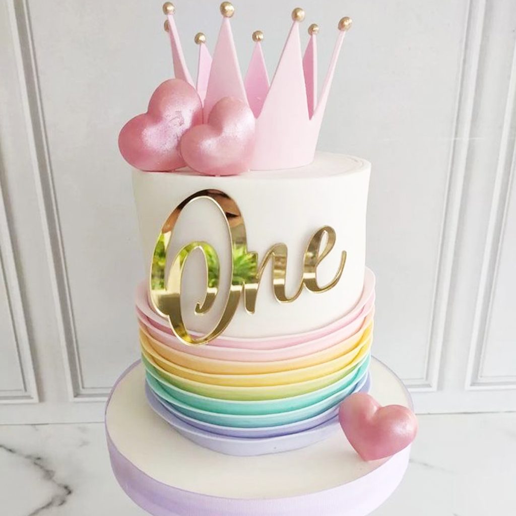 1st Birthday Ruffle Cake with Crown