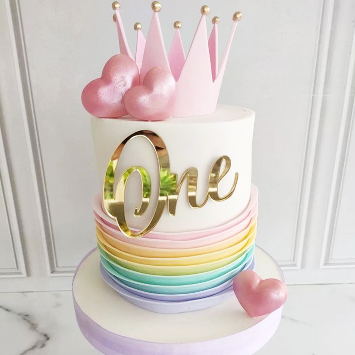 1st Birthday Ruffle Cake with Crown