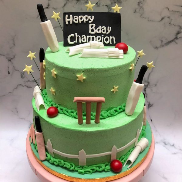 2 Tier Cricket Themed Cake