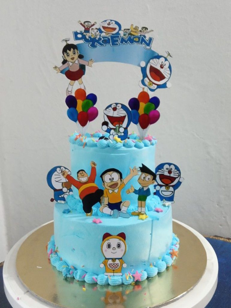 2 Tier Doraemon Theme Cake