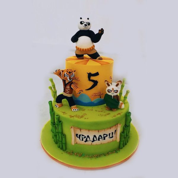 2 Tier Kung Fu Panda Theme Cake