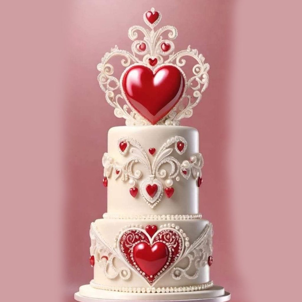2 Tier Valentines Day Cake with Heart