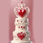 2 Tier Valentines Day Cake with Heart