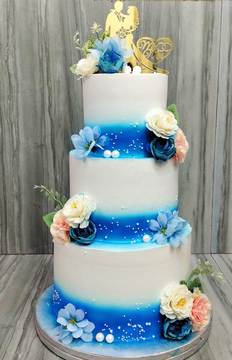 3 Tier Blue Wedding Cake 1 3 Tier Blue Wedding Cake