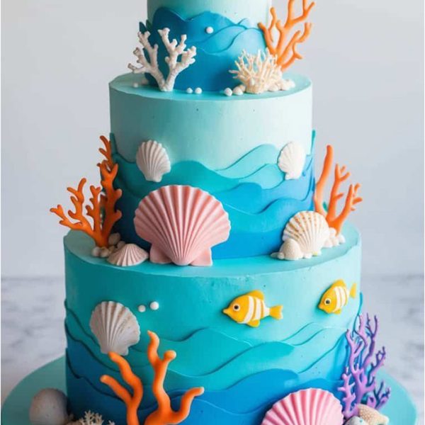 3 Tier Ocean Theme Cake