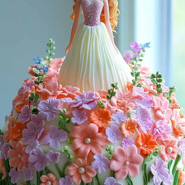 Barbie In A Flower Garden Cake