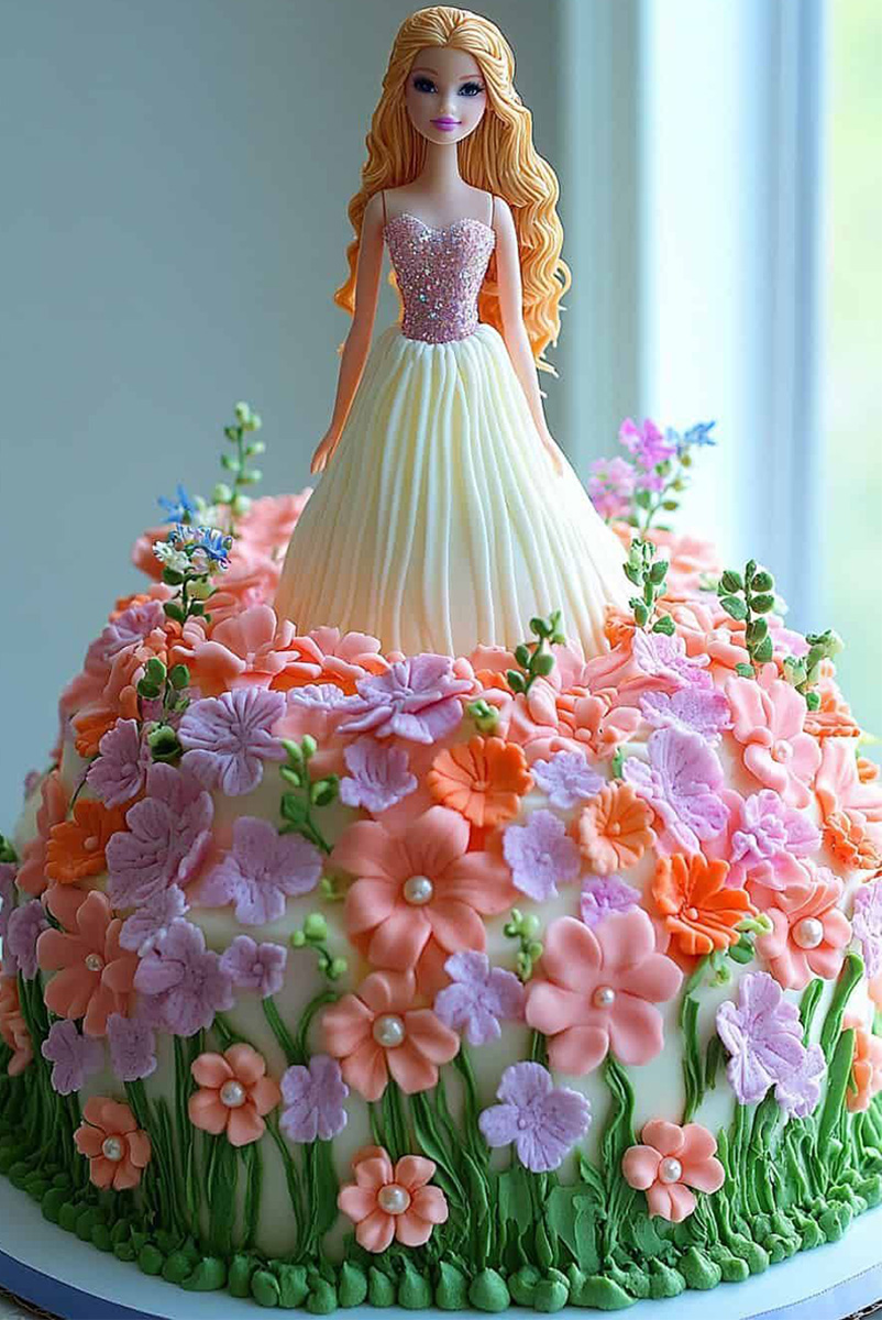 Barbie In A Flower Garden Cake 1 Barbie In A Flower Garden Cake
