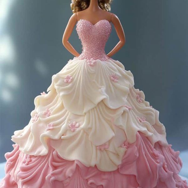 Barbie With Waves Frock Cake