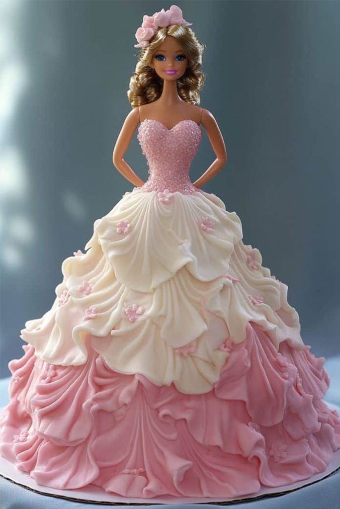 Barbie With Waves Frock Cake