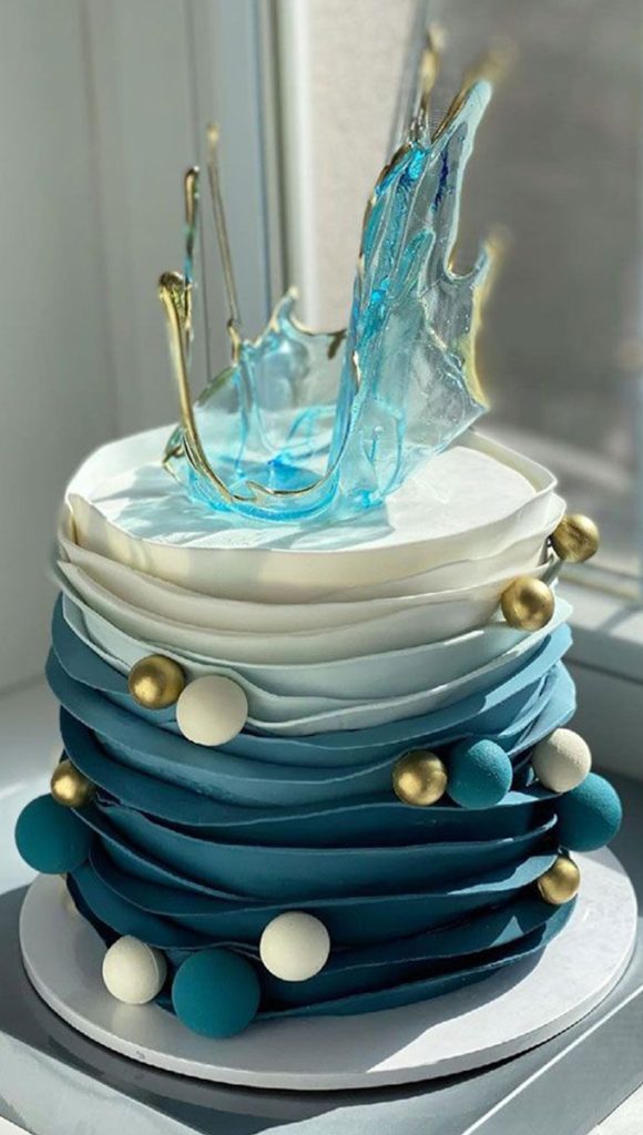 Blue Ombre Wavey Designer Cake