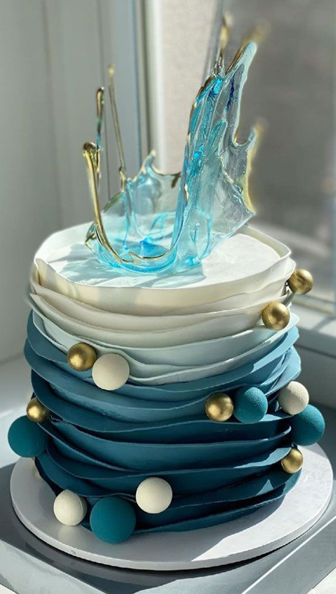 Blue Ombre Wavey Designer Cake 1 Blue Ombre Wavey Designer Cake