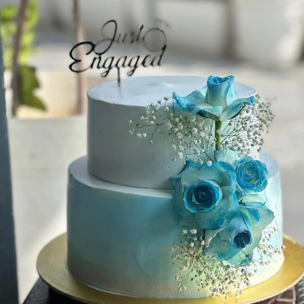 Blue Rose Engagement Cake