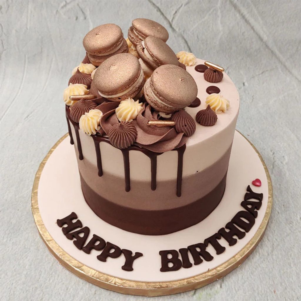 Chocolate Birthday Cake with Macaroon