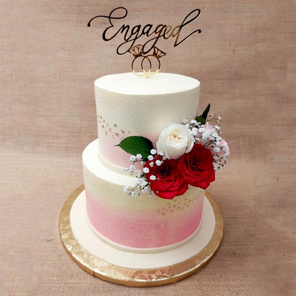 Elegant 2 Tier Engagement Cake