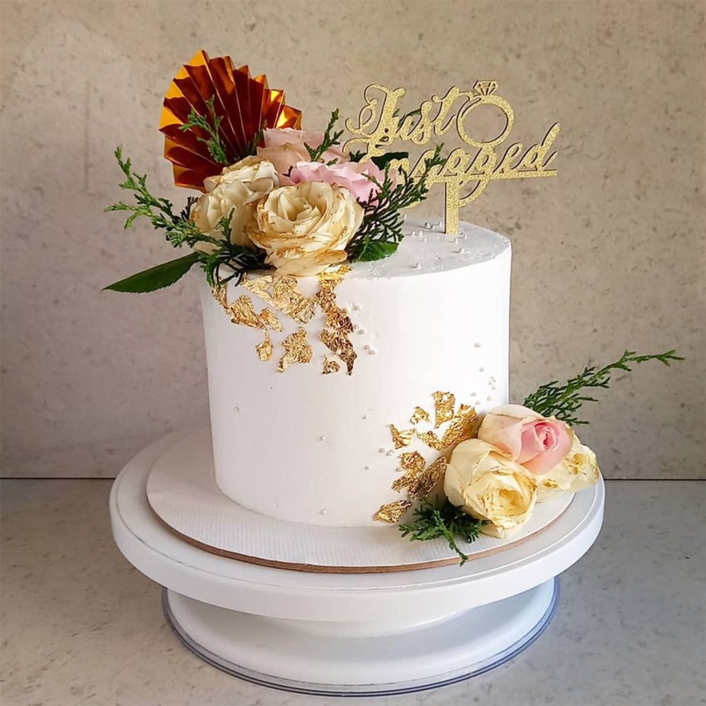 Elegant Floral Engagement Cake