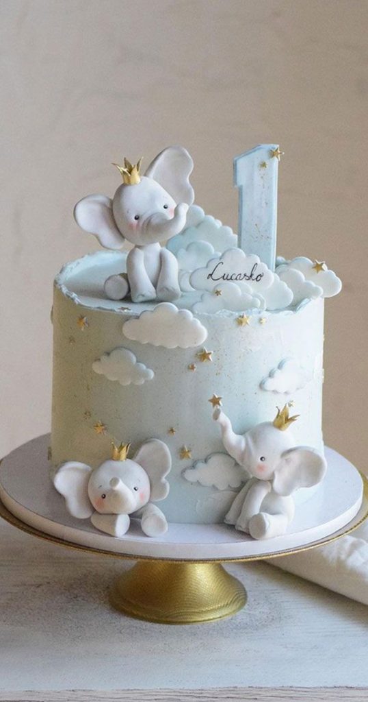 Elephant Theme 1st Birthday Cake