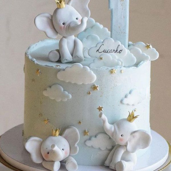 Elephant Theme 1st Birthday Cake