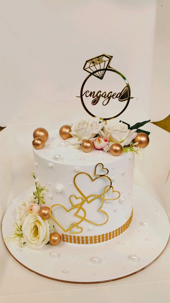 Engagement Cake with Golden Balls