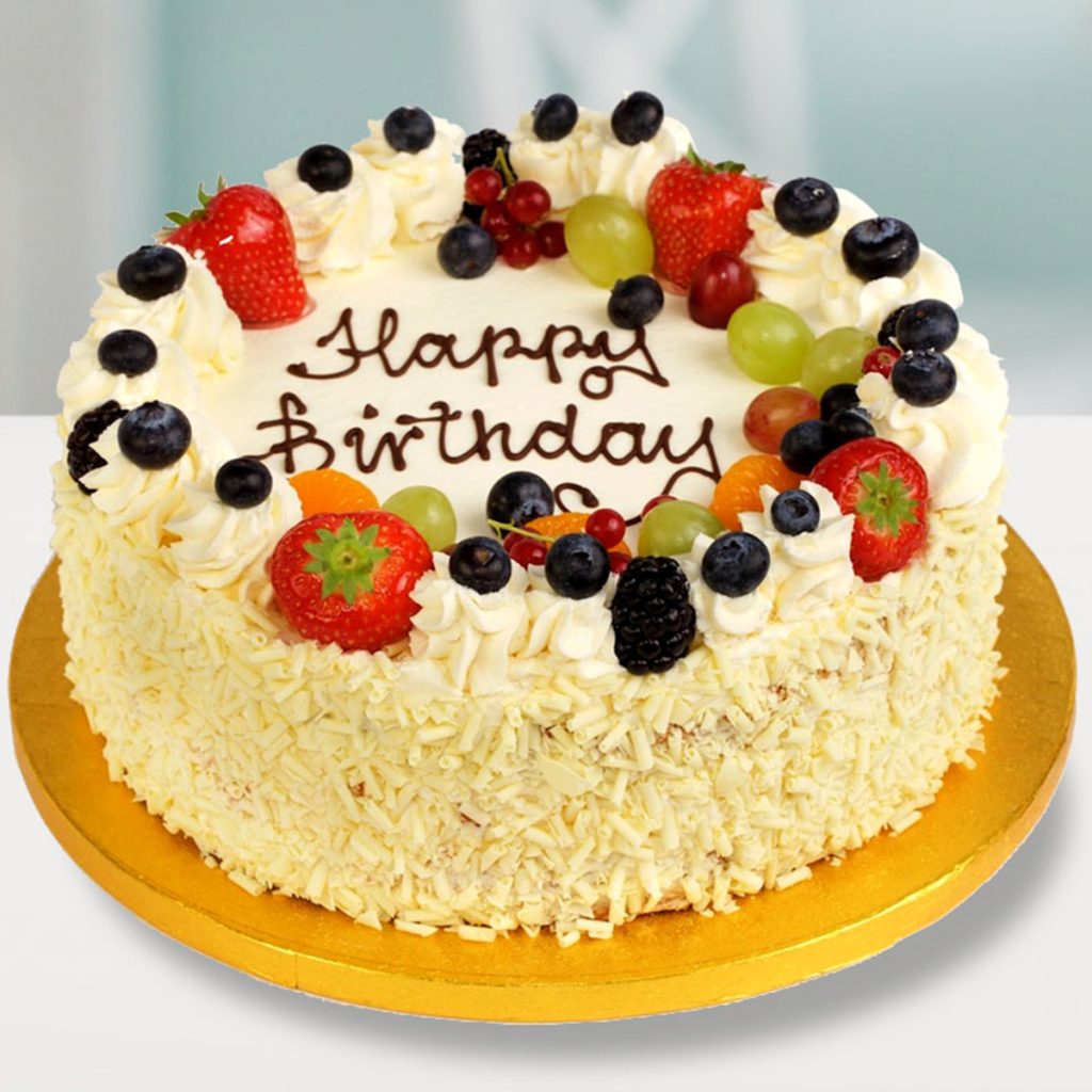 Fresh Fruit White Truffle Birthday Cake