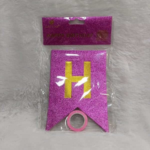 Hanging Paper Flags HBD - Glitter -1.5mtr