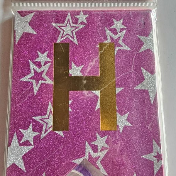 Hanging Paper Flags HBD - Glitter with Star 1.5mtr