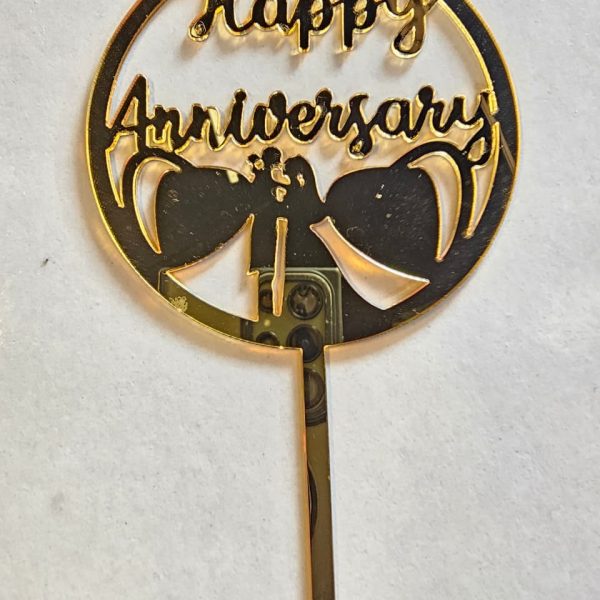 Happy Anniversary with Couple Kissing Topper