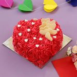 Heart Shaped Red Rose Cake