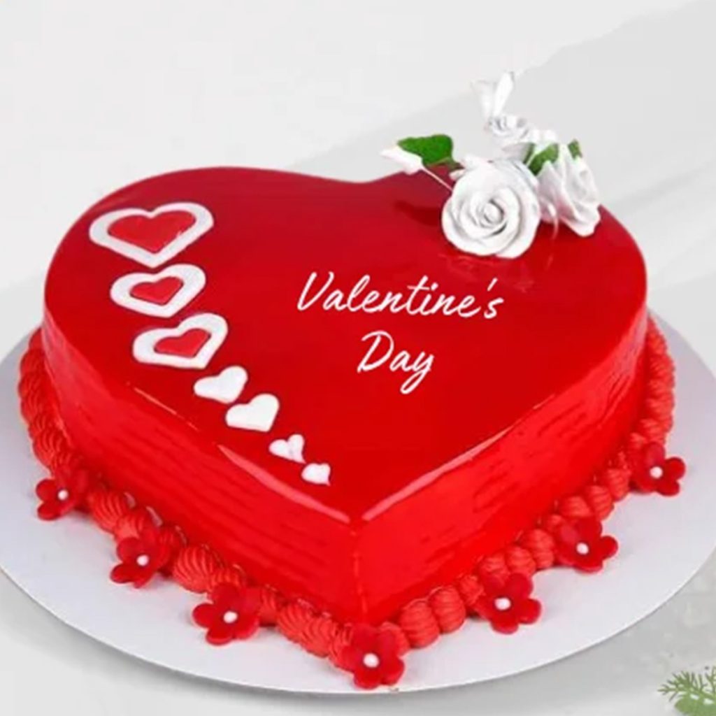 Heart Shaped Red Valentines Day Cake