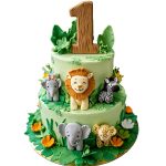 Jungle Theme 1st Birthday Cake
