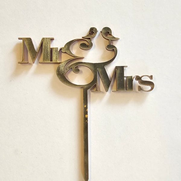 Mr and Mrs Text with Birds Topper