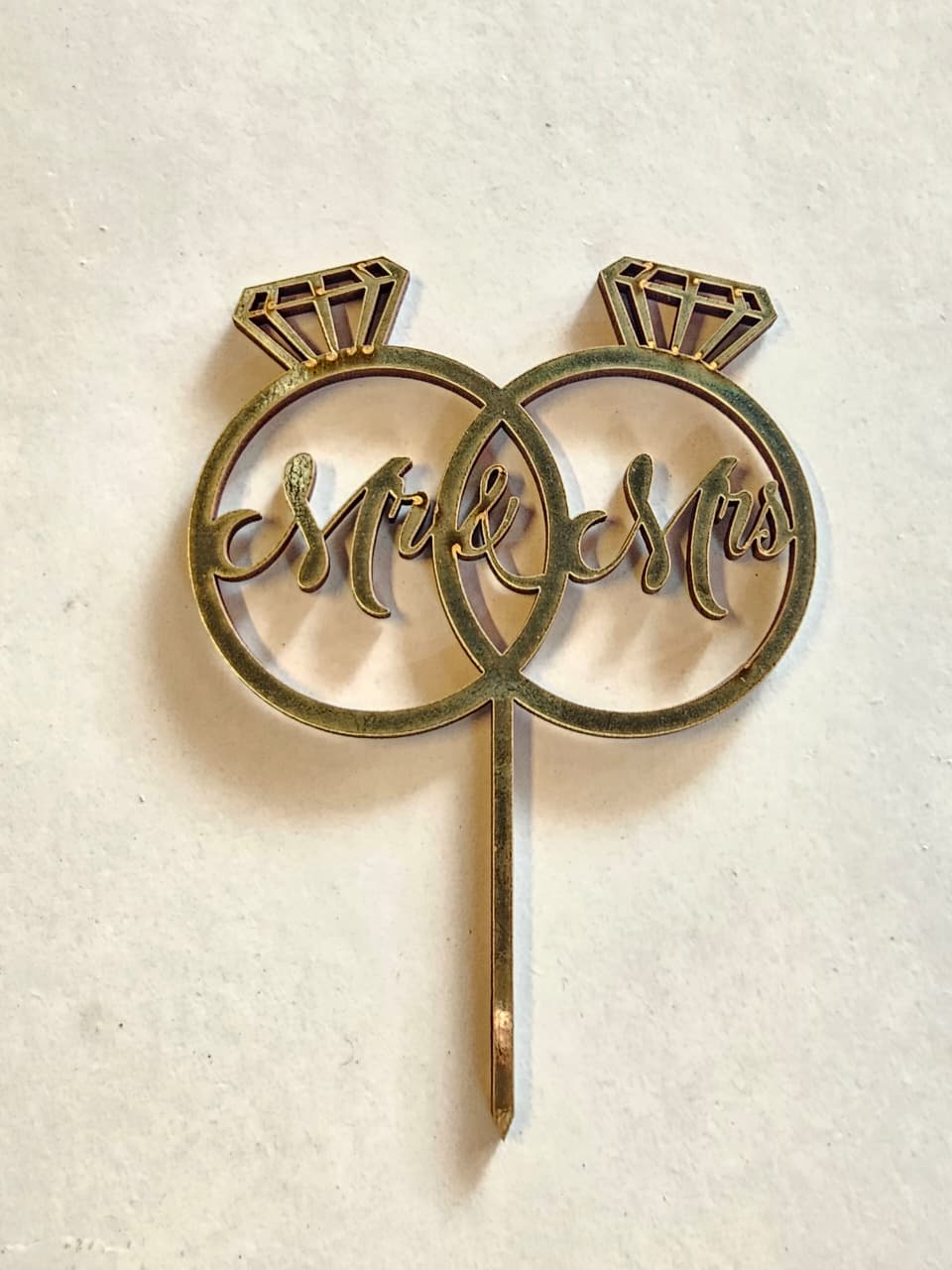 Mr and Mrs text with two diamond ring topper Mr and Mrs Text with Two Diamond Ring Topper - Image 1