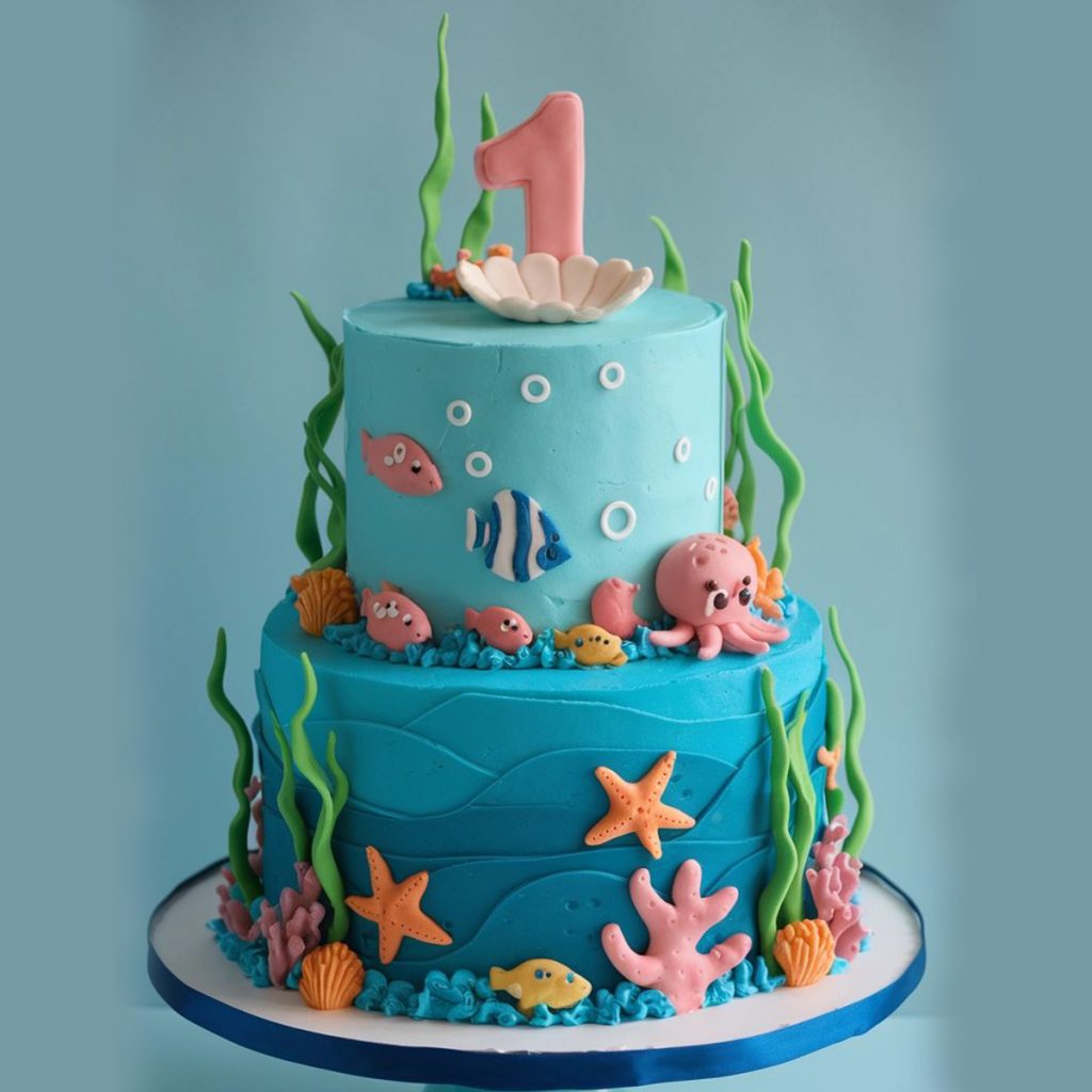 Ocean Theme 1st Birthday Cake