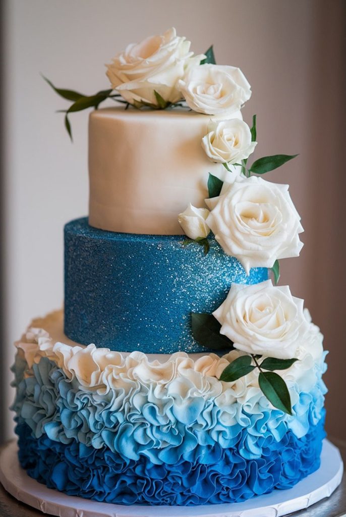 Ombre Ruffled Wedding Cake