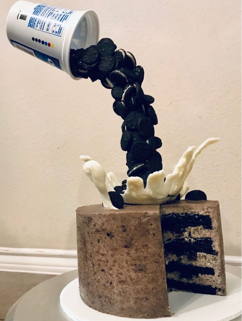 Oreo Drop Anti Gravity Cake