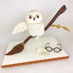 Owl Flying with Broomstick Cake