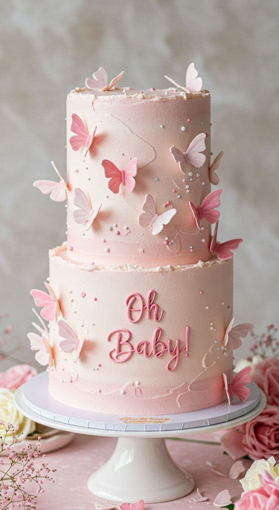 Pink Butterfly Themed Cake
