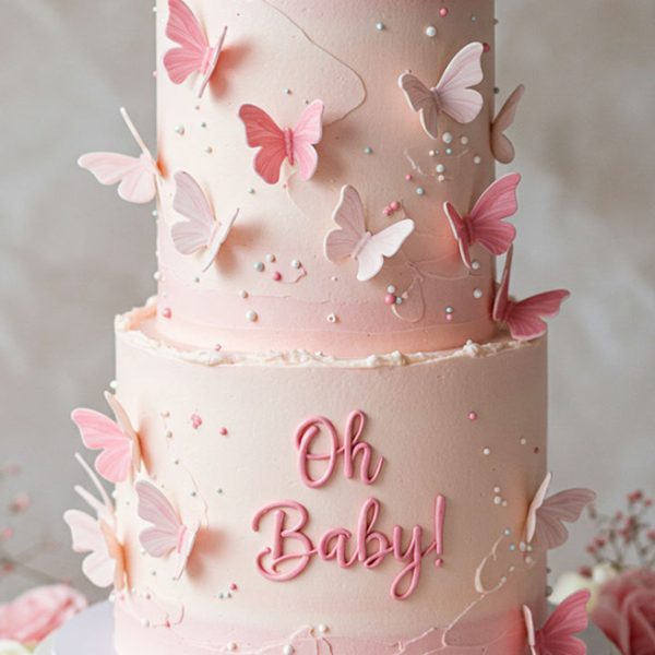 Pink Butterfly Themed Cake