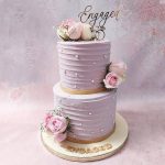 Pink Coloured 2 Tire Engagement Cake
