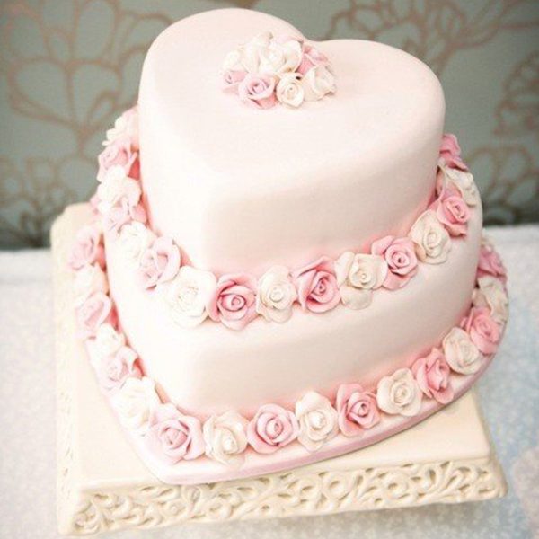 Pink Sweet Heart Two Tier Cake