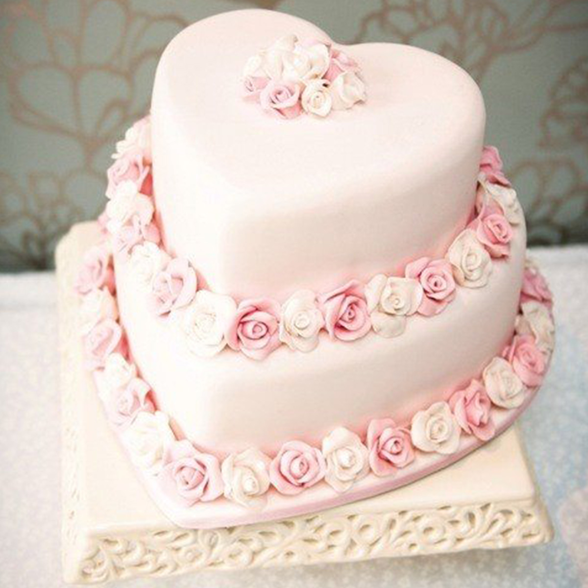 Pink Sweet Heart Two Tier Cake 1 Pink Sweet Heart Two Tier Cake