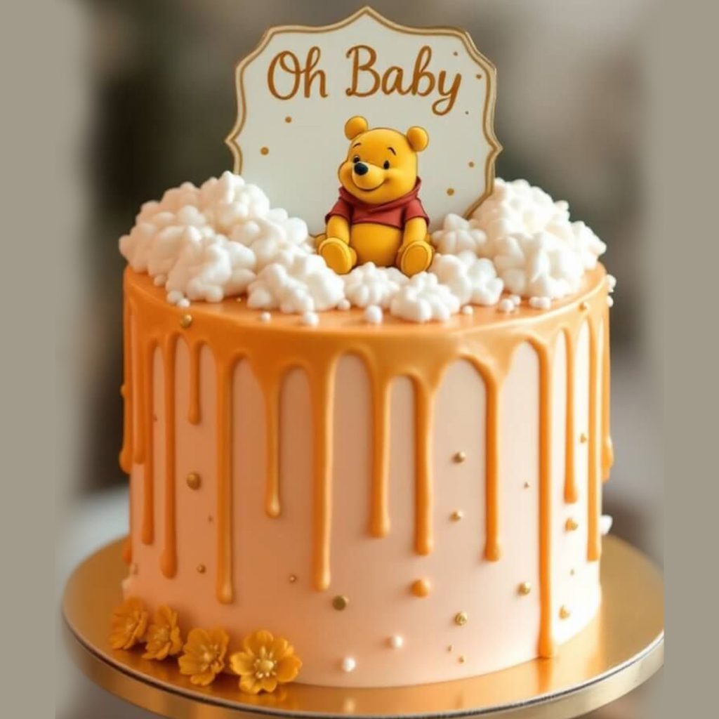 Pooh Bear Drip Mom To Be Cake