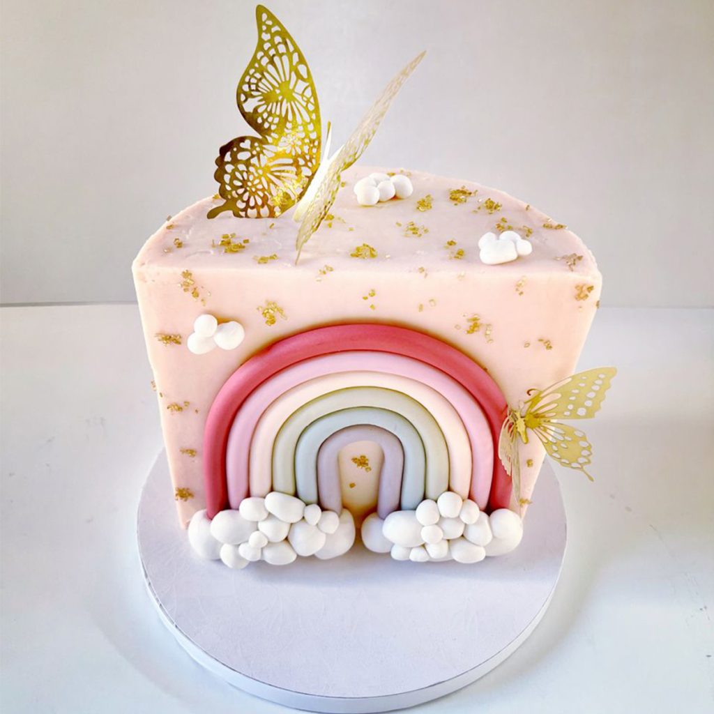 Rainbow and Butterfly Themed Cake