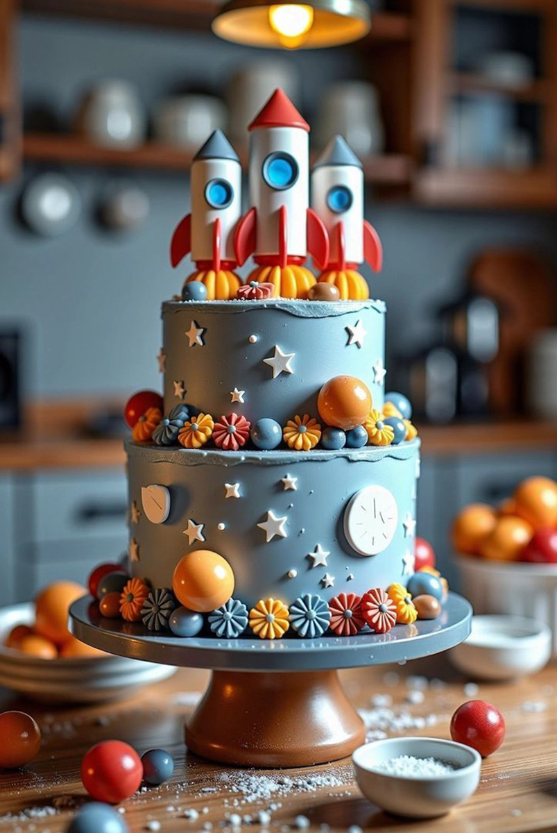 Rocket Themed Cake Rocket Themed Cake - Image 1