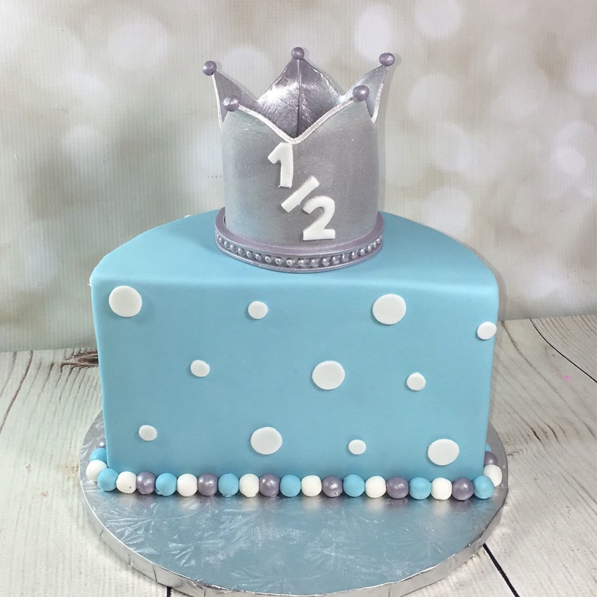 Silver Crown Half Birthday Cake