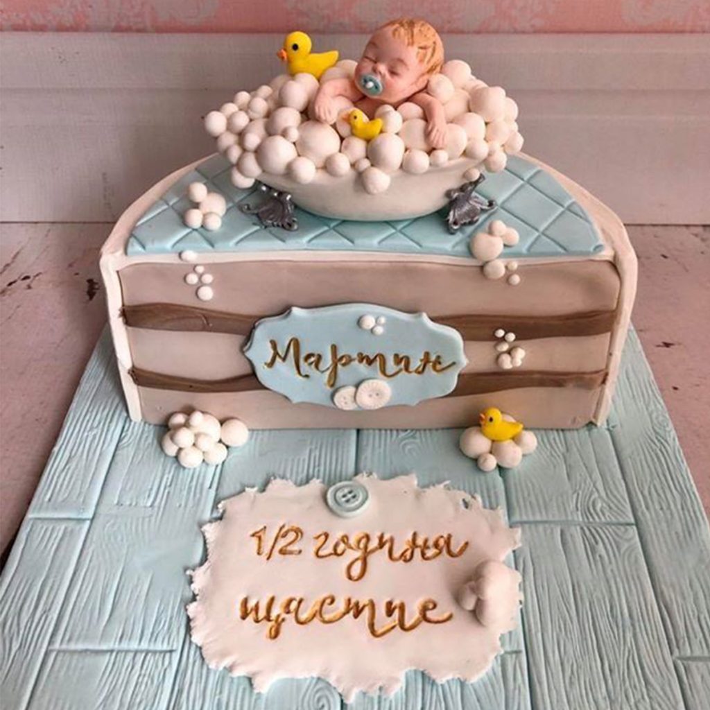 Sleeping Baby Half Birthday Cake