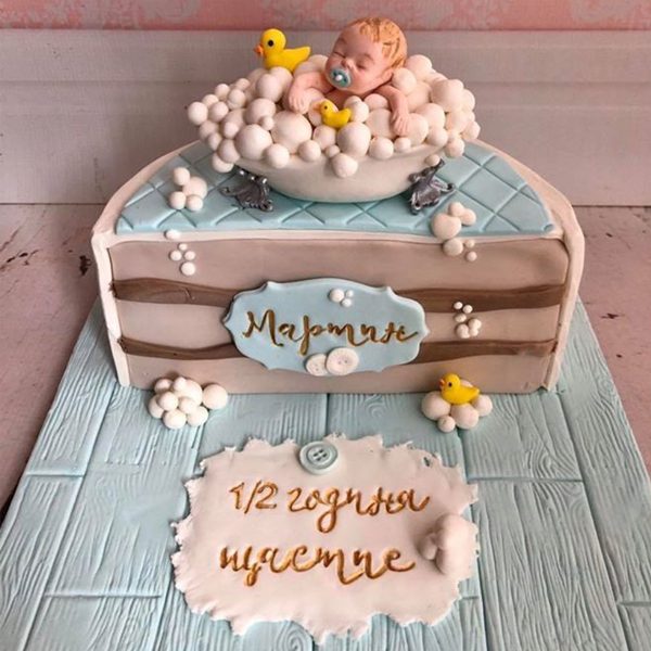 Sleeping Baby Half Birthday Cake